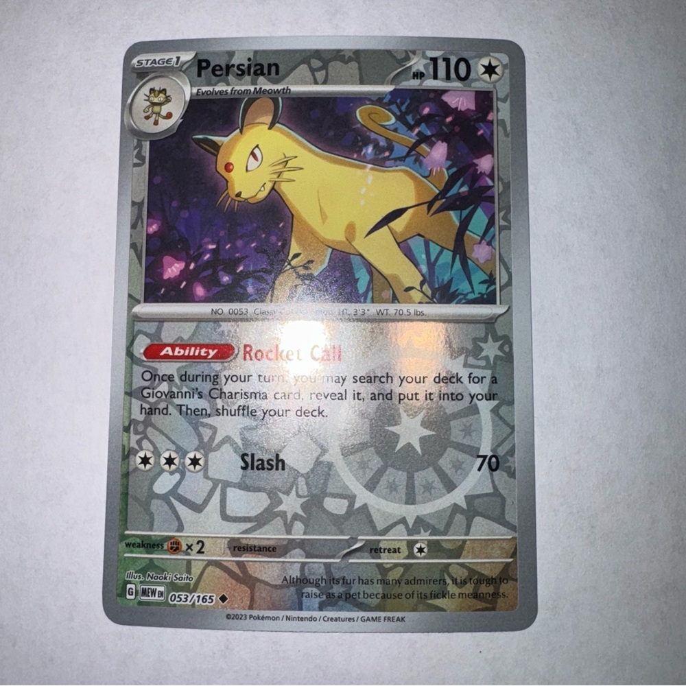 Pokémon  151 - Persian 053/165 - Reverse Holo - NM/M